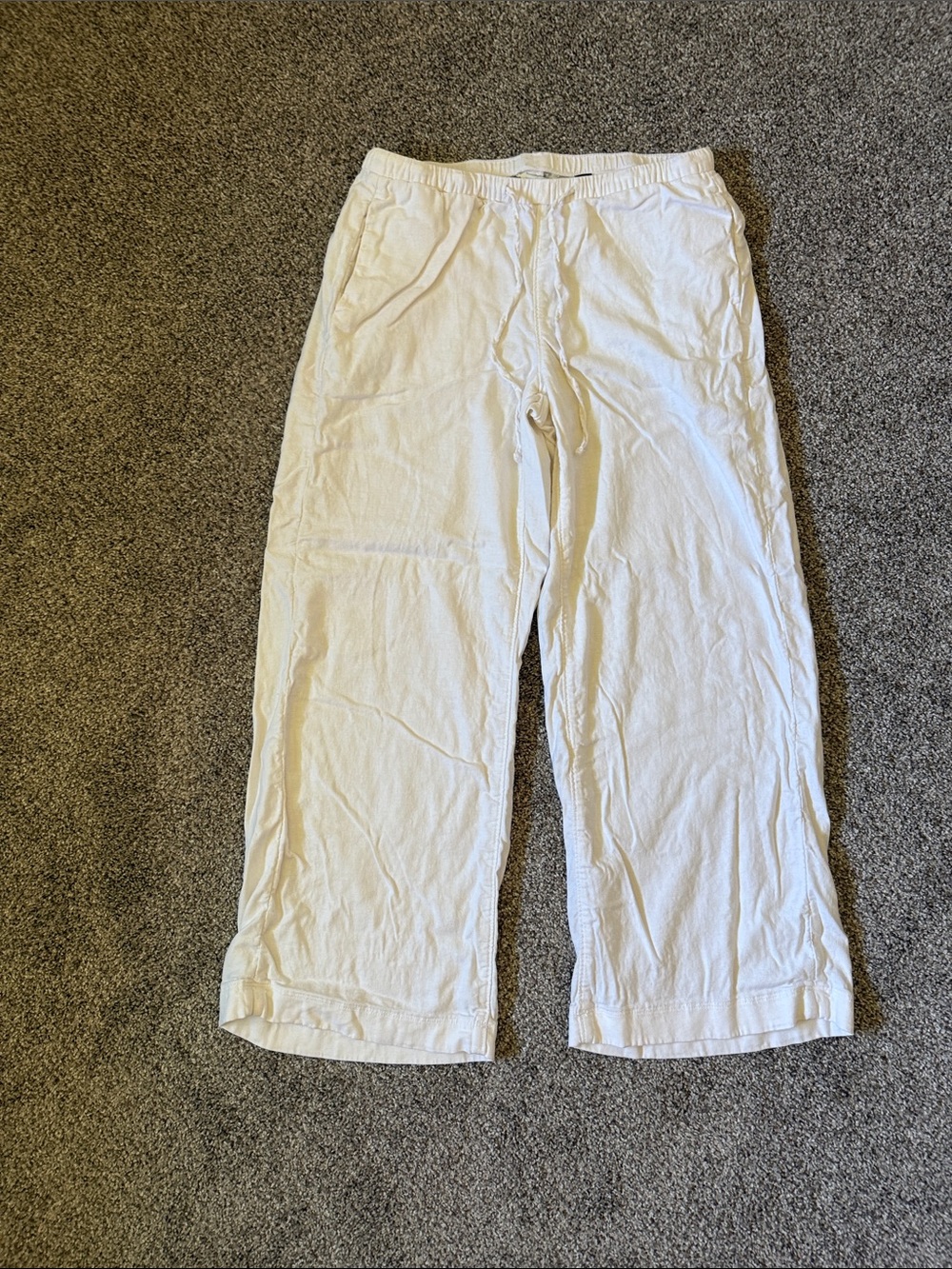 American Eagle Outfitters White Wide Leg Linen Blend Pants